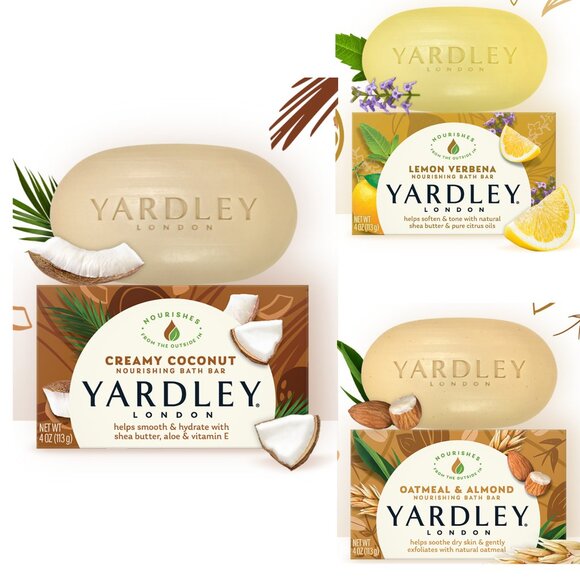 Yardley London Assorted Soaps - Coconut, Lemon, Oatmeal- Pack of 3 - Picture 1 of 1
